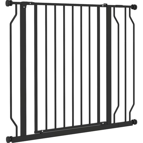 Ausziehbares Sicherheitsgitter für Hunde, 75–95 cm, aus Stahl und ABS, 75–95 x 76 cm, Schwarz