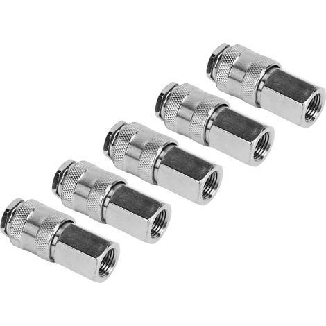 Raccord rapide pour outils pneumatiques 1/4 pouce NPT, lot de 5, durable, anti-fuite et à filetage femelle, pour voiture. (1/5)