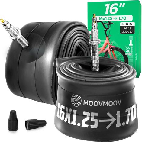 Chambre à air 16 pouces - Pour pneus de 16x1.25 à 16x1 5/8 - ETRTO 32-305 à 44-340 - Valve Presta 48 mm - Lot de 2 (1/5)