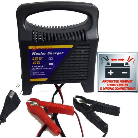 Trade Shop - Cargador De Batería De Plomo Para Scooters Moto Con 12v 6 Amperios De Tensión - (1/2)
