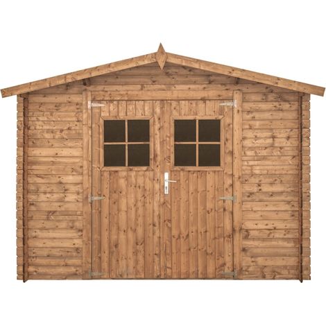 Abri de jardin en bois traité, 298x298, ep 19mm, surface utile 7.62m² INT044 (1/4)