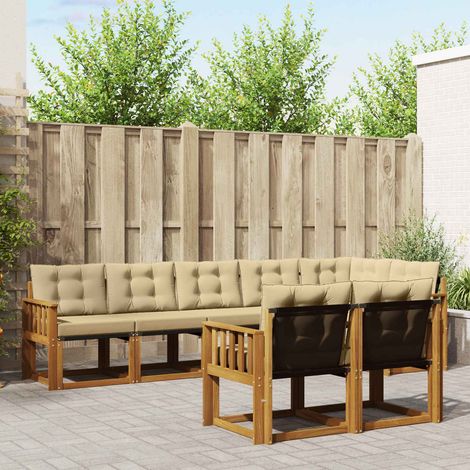 vidaXL Outdoor-Sofagarnitur mit Kissen 8 pcs Natur und Beige (1/5)