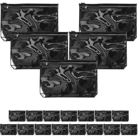 Lot de 20 pochettes à fermeture éclair portables et réutilisables, format A6.-17.7X10.6cm-Black (1/4)