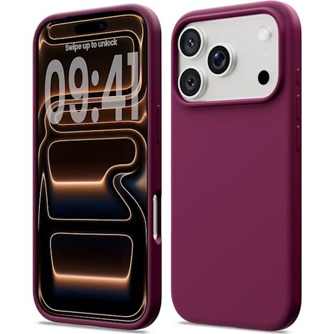 Coque en silicone liquide compatible avec l'iPhone 17 Pro, coque souple antichoc, protection intégrale, orange (1/5)