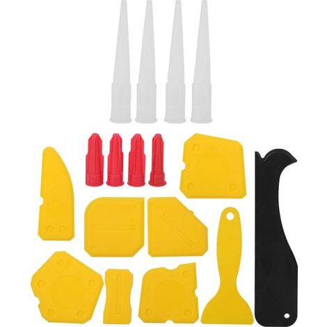 Épandeur de mastic en plastique, grattoir de calfeutrage de fenêtre, Kit d'outils de finition de colle de verre 17 pièces/ensemble (1/5)