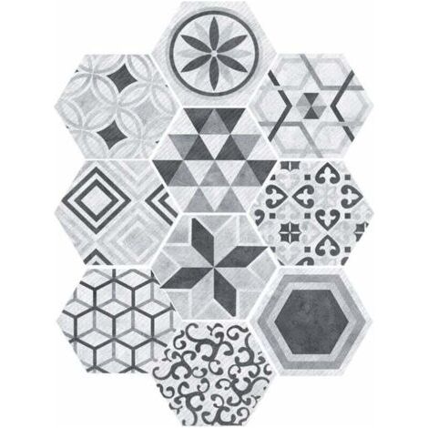 QORVA-Carrelage Autocollants Hexagonal Style Industriel Anti-Slip Auto-Adhésif Amovible Sticker Mur-Fei Yu (1/4)