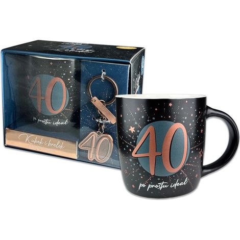 Jeansbecher mit Metall-Schlüsselanhänger – 40. Geburtstag
