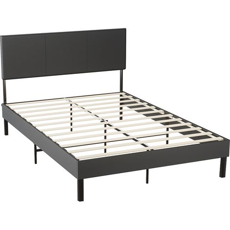Wolketon Bettgestell hohes Kopfteil robustes Maximale Bettgestell 140x200CM Tragfähigkeit 350 kg für Schlafzimmerbett Kunstleder