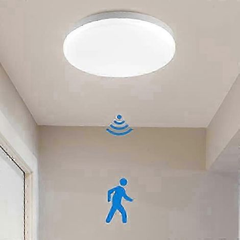 Plafonnier LED 2025 avec détecteur de mouvement pour couloir/garage, 30 cm, blanc - JA (1/3)