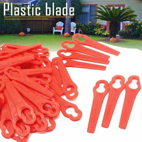 Cuchillas de repuesto de plástico para cortacésped (50 unidades), color rojo L83, apertura de 10 x 5 mm.