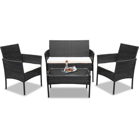 Wolketon Gartenmöbel Gartenset Gartenlounge Rattanmöbel Sitzgruppe Garnitur Balkon schwarz
