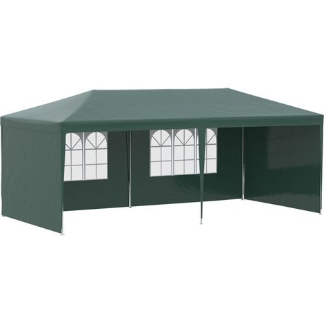 Pergola de jardin, abri de fête avec fenêtres et panneaux latéraux amovibles, pour mariages et réceptions, 6x3 mètres, vert. (1/5)