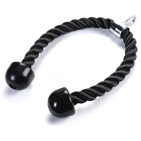 Corda per allenamento dei tricipiti - Corda per allenamento di forza - Fibbia a cavo - Materiale in nylon - 90 cm - Nero (1/5)