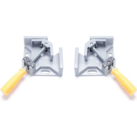 2 Pcs Serre Joint Angle 90 °, Etau D'angle Alliage d'Aluminium Pince de Soudage d'angle avec mâchoire pivotante réglable, pour Outils Menuisier, Soudage de Charpentier (Gris) (1/5)