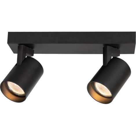 Spot sur rail - 2 x GU10 - Noir - En aluminium - IP20 - Pour intérieur - Salon - 1 unité