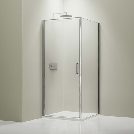 BERNSTEIN - Mampara de ducha angular de cristal auténtico NANO 8mm NT416 - Perfil cromado, 100x100x195cm