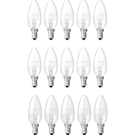 E14 40 W klare Kerzenbirne, dimmbare Glühlampe, Warmweiß 2700 K, 400 lm, Flammen-Glühbirne, E14 Edison-Schraub-Kerzenbirnen, 15 Stück (1/5)