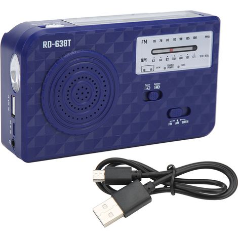 Radio solaire à manivelle multifonction pour camping, lampe torche LED, radio d'urgence portable extérieur (1/5)