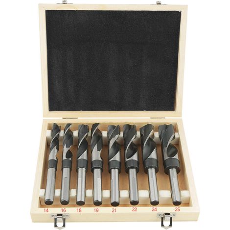 Lot de 8 Forets Hélicoïdaux HSS, Meche Metal Foret Acier, Jeu de Forets HSS à Tige, Coffrets de Forets Traités à la Chaleur 14mm 16mm 18mm 19mm 21mm 22mm 24mm 25mm (1/5)