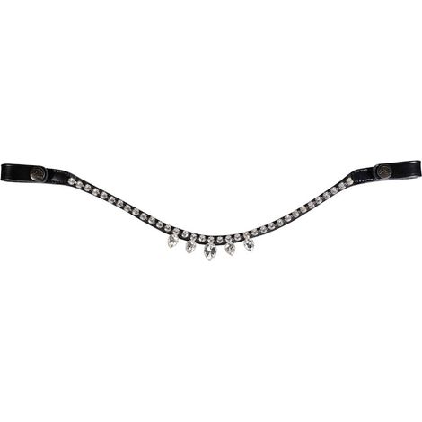 cob, nero e bianco: Frontalino a U modello Alisha in cuoio con strass e pendente (1/2)