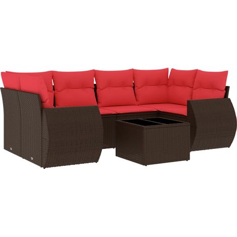 Maison Exclusive - 7-teiliges Gartensofa-Set mit Kissen, braun, P