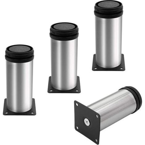 4 Pieds de Meuble, Pied canapé,Pied de Table Metal,Pieds de Meubles réglables en Acier Inoxydable brossé, Pieds de Table réglables en Hauteur, Hauteur Totale 100 mm (1/5)