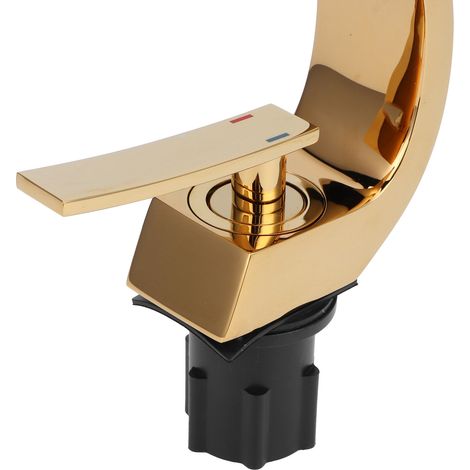 Robinet mitigeur monotrou pour lavabo sous plan, design incurvé G1/2, couleur or (1/5)