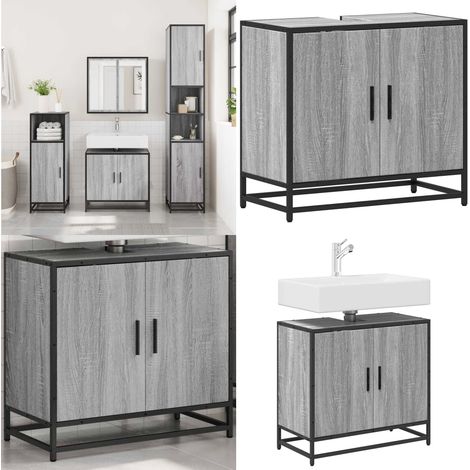 vidaXL Waschbeckenunterschrank Grau Sonoma 65x33x60 cm Holzwerkstoff (1/5)
