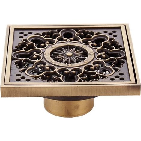 Rkgfnds, Grille d'évacuation de douche et sol en laiton antique (1/5)