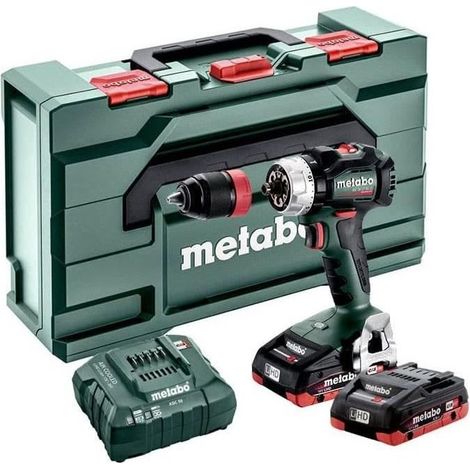 Metabo – Perceuse-visseuse sans fil 18V avec 2 batteries 4Ah – Moteur Brushless – Couple 60Nm – Pour perçage acier et bois tendre – Coffret inclus