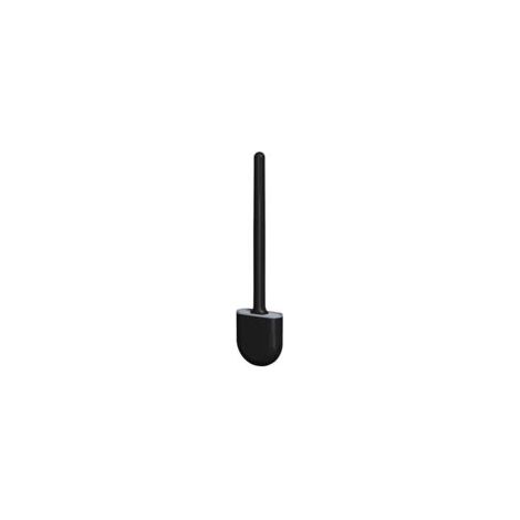Cepillo de inodoro plano de silicona, 1 unidad, cepillo de inodoro de pared, mango largo, secado rápido, soporte para cepillo de inodoro y base antigoteo (negro) - Crezuo (1/4)