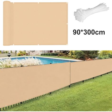 Brise Vue Balcon Anthracite 90x300cm, Clôture Jardin Extérieure pour Jardin Exterior, avec Trous et Serre Câbles, UV Résistant - Beige jaune (1/4)