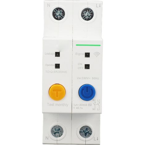 Disjoncteur 2P AC230V WiFi avec télécommande, temporisation et surveillance en temps réel, montage sur rail DIN, 16 A