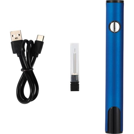 Stylo Fer à Souder Sans Fil, Outil Brûleur de Fil Rechargeable avec Tension Réglable Stylo à Batterie Filetage 510 Portable pour Réparation Électronique et Projets DIY (Bleu) (1/5)