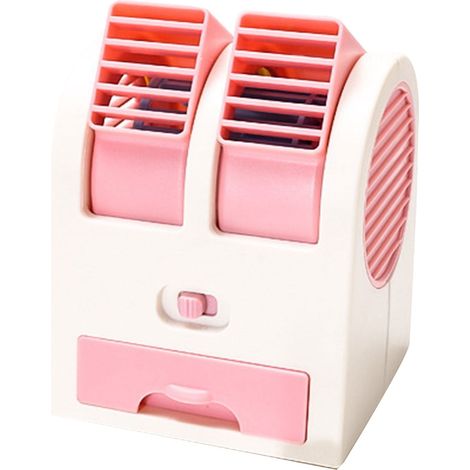 Mini Climatiseur USB Rose, Ventilateur Rafraîchissant Portable Sans Pales pour Bureau et Chambre