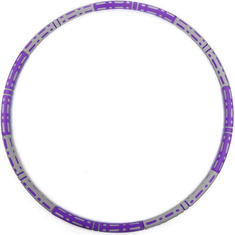 Hoop d'exercice lesté 6 sections détachable bicolore abdomen taille minceur violet gris (1/5)