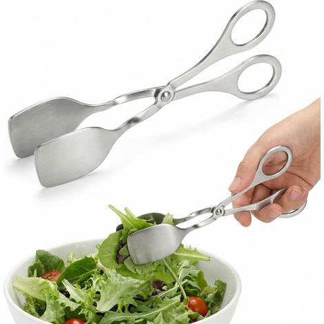 Pince à ciseaux en acier inoxydable, 18,3 cm, pince de cuisine multi-usage, pince alimentaire résistante à la chaleur, pour cuisiner, griller, servir et pâtisserie, poignée antidérapante (1/5)