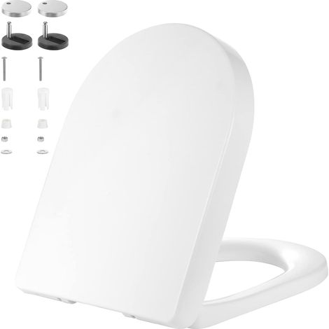 Abattant WC forme U blanc, fermeture douce, démontage rapide pour nettoyage facile. Fixation par le dessus, charnières ajustables, modèle standard. (1/5)