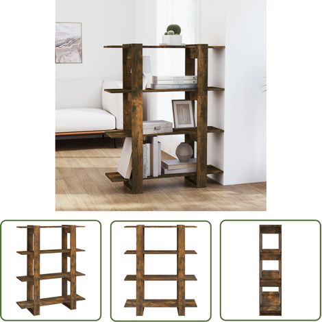 The Living Store Bibliothèque/Séparateur de pièce Chêne fumé 100x30x123,5 cm - Bibliothèque - Meuble Rangement - Étagère - Séparateur De Pièce - Bibliothèque Moderne (1/5)