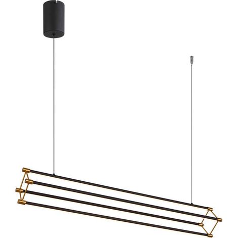 Suspension lampe suspendue lampe de table à manger tige design noir or LED H 150 cm