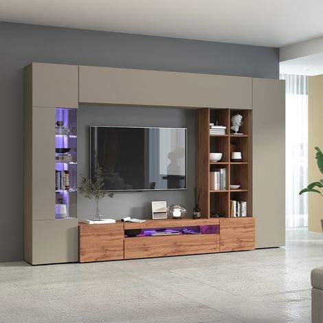 Parete attrezzata per soggiorno moderno con vetrina e libreria Egypt WT