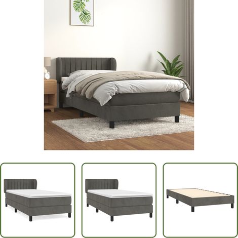 vidaXL Taschenfederkern -  Boxspringbett mit Matratze Dunkelgrau 80x200 cm Samt (1/5)