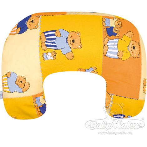 MiniRELAX Cuscino di posizionamento in cotone a forma di croissant, 140 cm, orsetto giallo