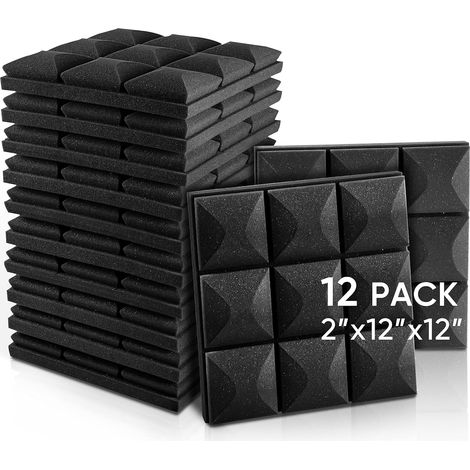 Lot de 12 panneaux de mousse acoustique, 30 x 30 x 5 cm, panneaux insonorisants, ignifuges et absorbant le bruit (sans adhésif) (1/5)