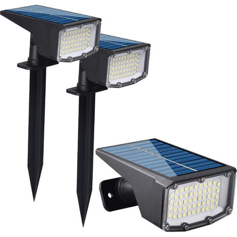 VURAHOME - Projecteur solaire d'exterieur a inserer 2PCS 53 LED 3 modes d'eclairage impermeable et tres lumineux, lampe de pelouse, luminaire d'exterieur, ideal pour un jardin ou une cour (1/4)