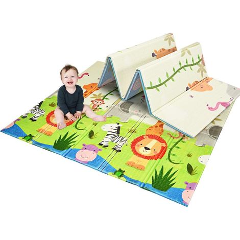 Tappetino da Gioco per Bambini, Tappetino Pieghevole, Tappetino Schiuma XPE Antiscivolo, 200 x 180 x 1,4 cm (Zoo)