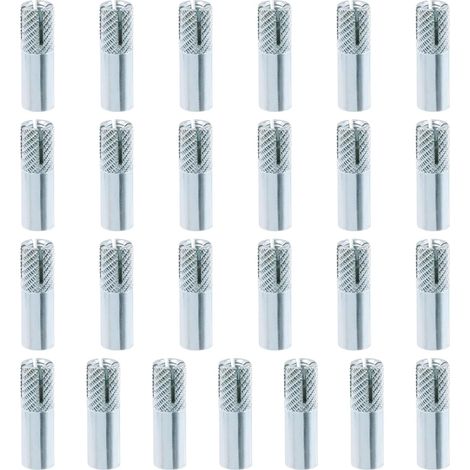 Lot de 25 chevilles moletées en acier au carbone plaqué zinc de 6,35 mm pour béton massif (1/5)