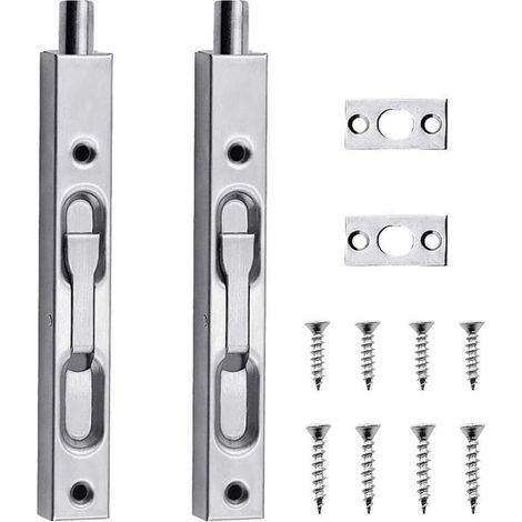 Loquet Coulissant - Serrure Encastrée 152 mm - Pour Portes Fenêtres Armoires en Bois - 2 Pièces (1/5)