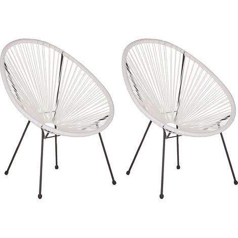Gartenstuhl 2er Set ACAPULCO II Polyrattan Weiß