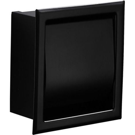 Eingebauter Toilettenpapierhalter aus mattschwarzem Edelstahl, an der Wand montierter Toilettenpapierrollenhalter (1/4)